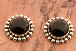 Artie Yellowhorse Genuine Black Onyx Sterling Silver Post Earrings